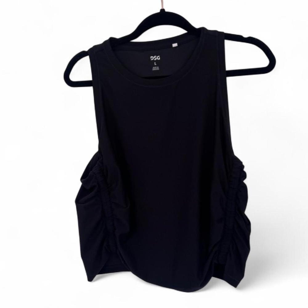 DSG Women BLack Athletic Tank size Large Ruched Sides #ruched